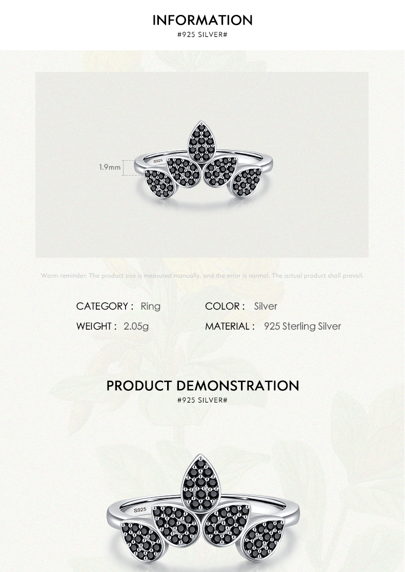 Elegant Water Droplets Sterling Silver Plating Inlay Zircon Rhodium Plated Rings display picture 5