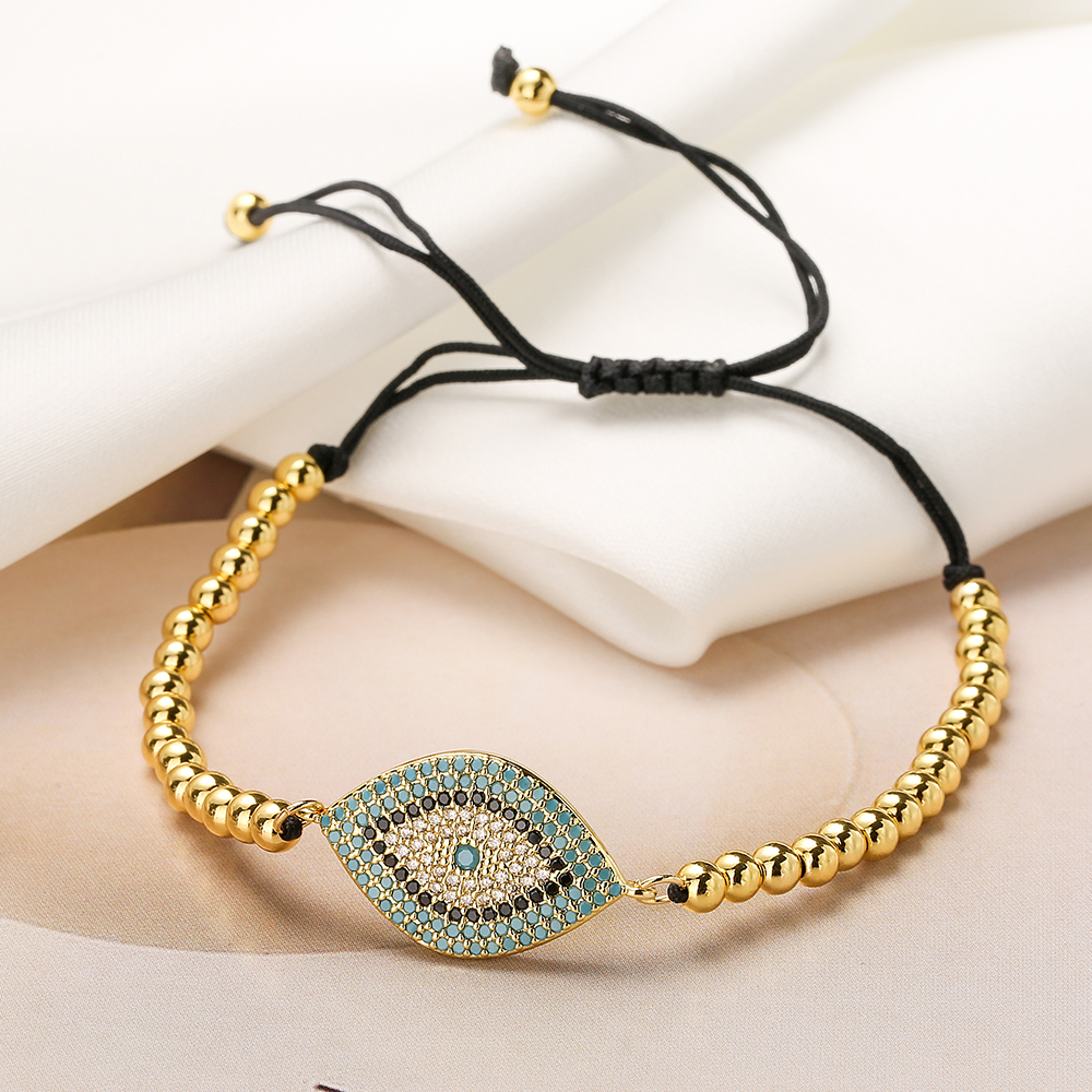 Ins Style Devil's Eye Copper Plating Inlay Zircon 18k Gold Plated Bracelets display picture 7