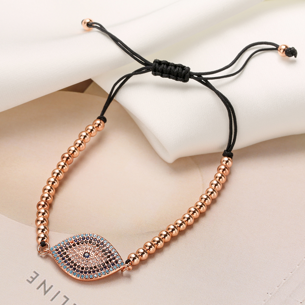 Ins Style Devil's Eye Copper Plating Inlay Zircon 18k Gold Plated Bracelets display picture 3