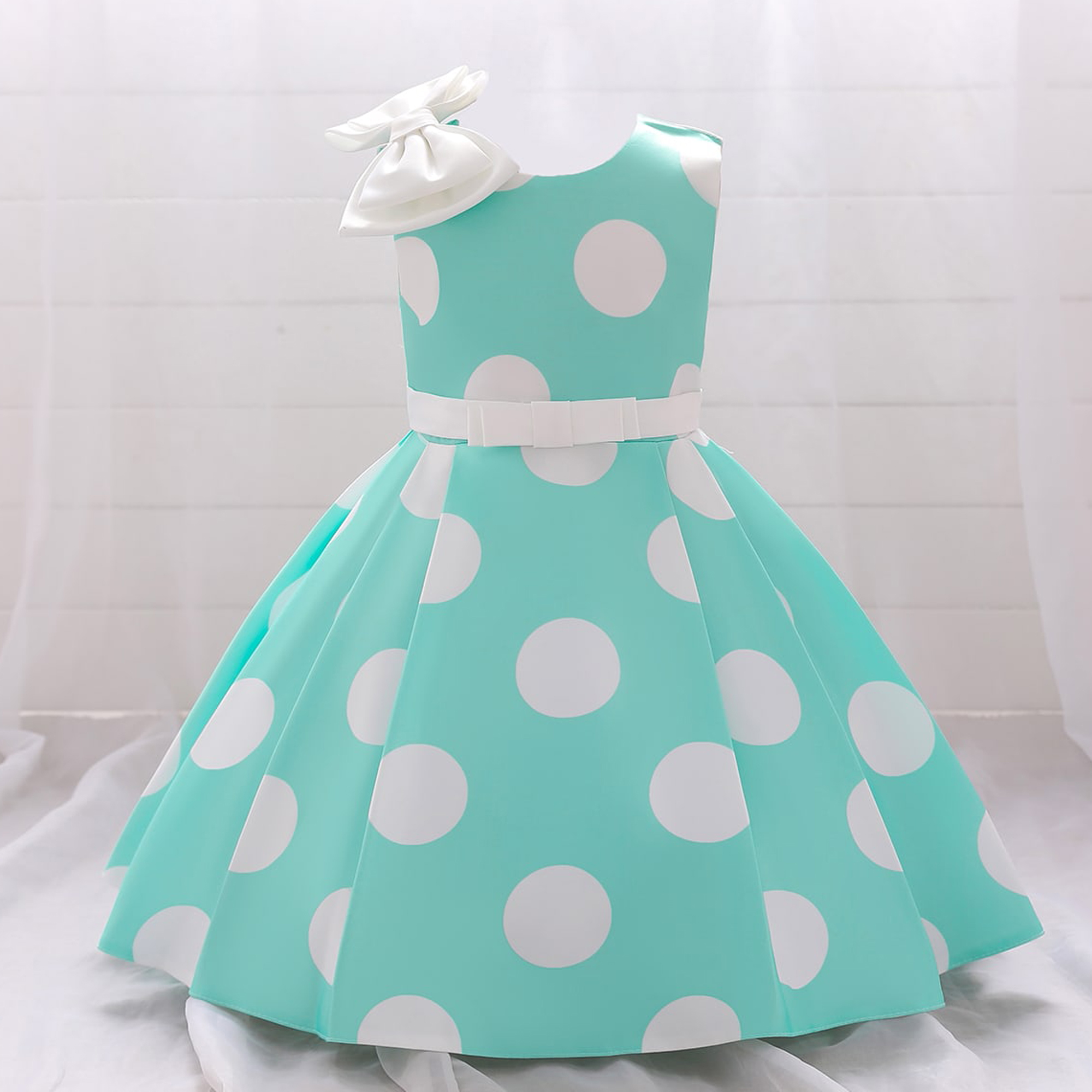 Casual Elegant Polka Dots Printing Polyester Girls Dresses display picture 1