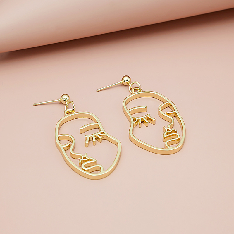 Wholesale Jewelry 1 Pair Artistic Human Face Alloy Gold Plated Silver Plated Drop Earrings display picture 3