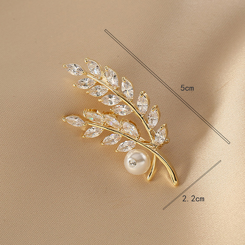 Basic Leaf Stainless Steel Inlay Zircon Women's Brooches display picture 3