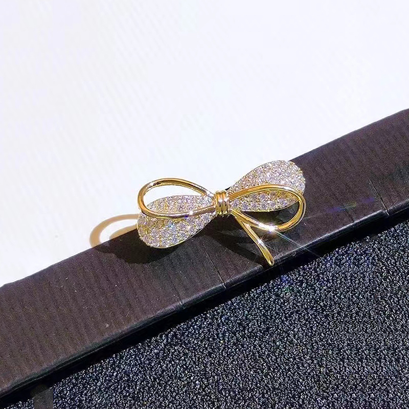 Sweet Bow Knot Alloy Inlay Zircon Women'S Brooches display picture 1