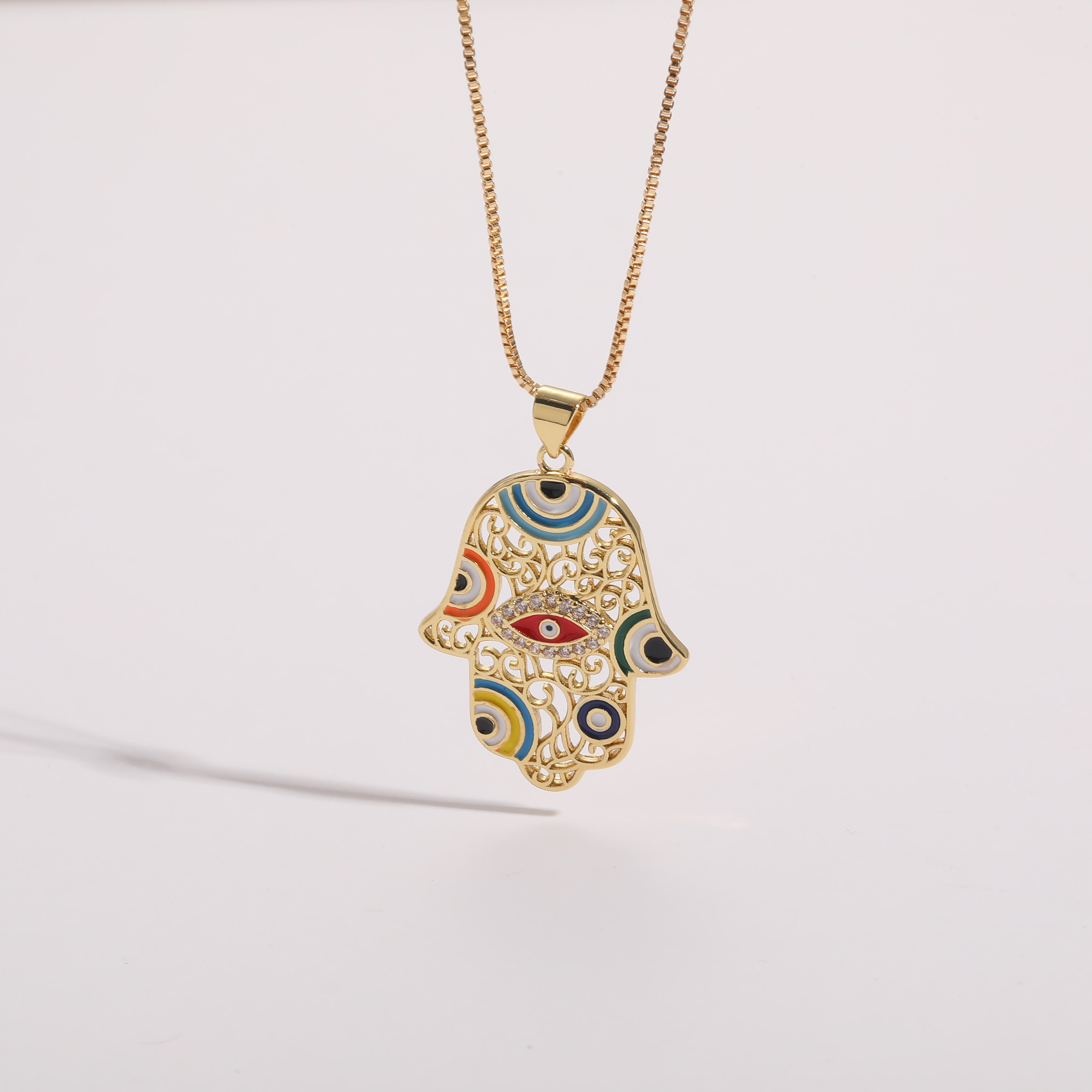 Elegant Devil's Eye Copper 14k Gold Plated Zircon Pendant Necklace In Bulk display picture 6