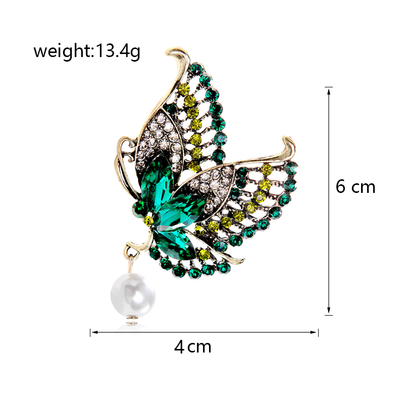 Luxuriös Schmetterling Legierung Inlay Künstliche Perlen Strasssteine Frau Broschen display picture 6