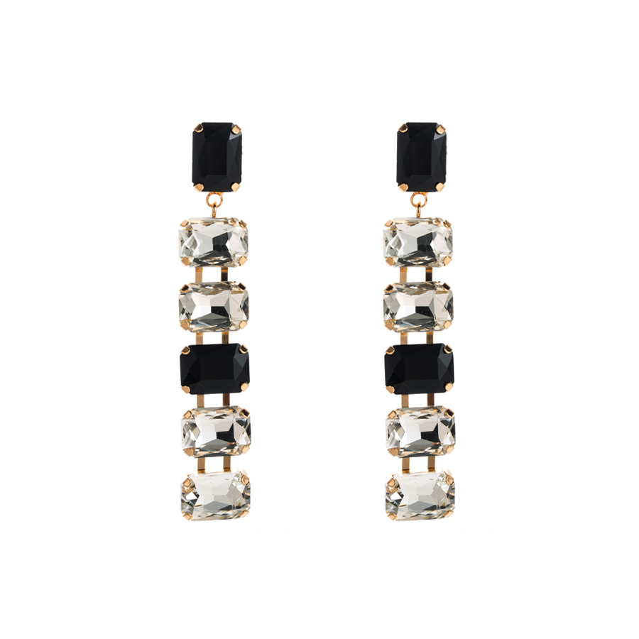 Wholesale Jewelry 1 Pair Luxurious Square Alloy Glass Gold Plated Drop Earrings display picture 5