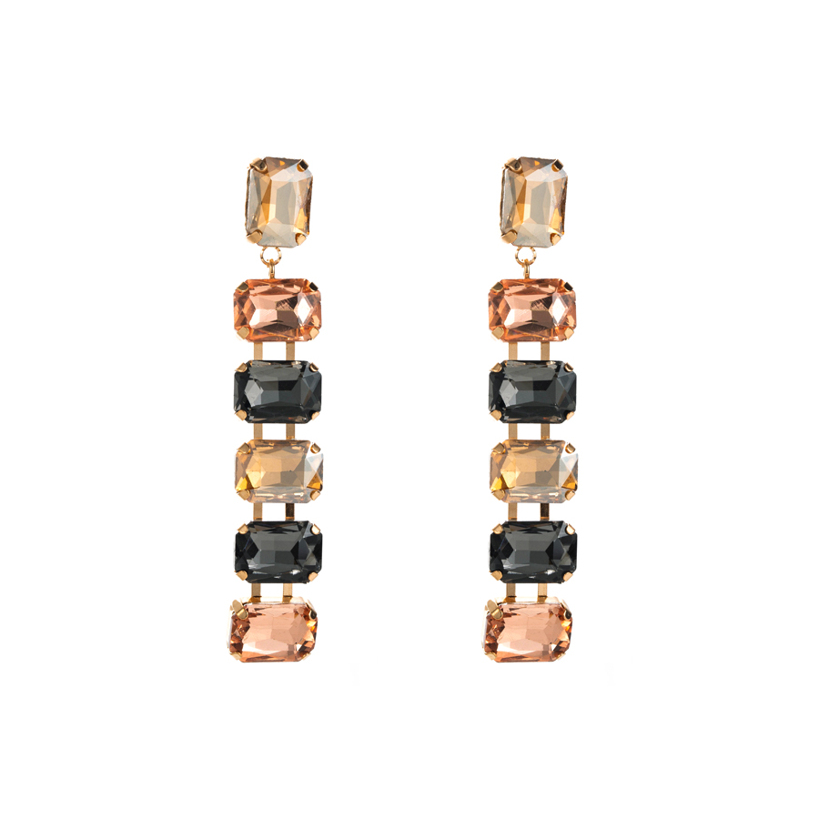 Wholesale Jewelry 1 Pair Luxurious Square Alloy Glass Gold Plated Drop Earrings display picture 6
