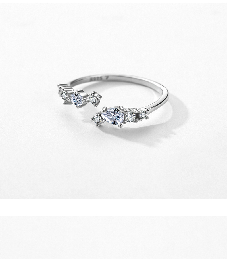 Simple Style Water Droplets Sterling Silver Inlay Zircon Rings display picture 4