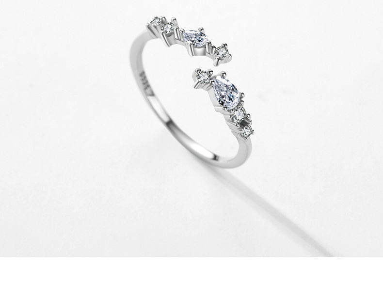 Simple Style Water Droplets Sterling Silver Inlay Zircon Rings display picture 5
