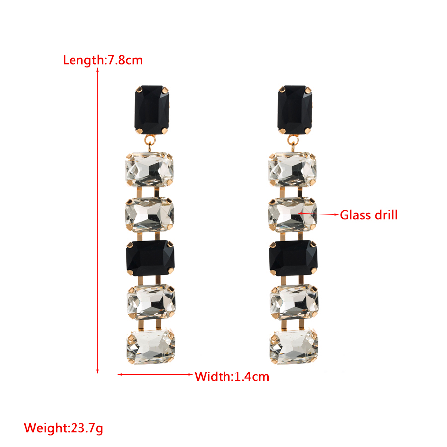 Wholesale Jewelry 1 Pair Luxurious Square Alloy Glass Gold Plated Drop Earrings display picture 1