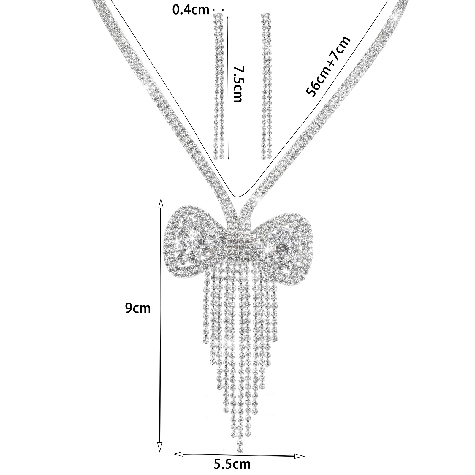 Lujoso Geométrico Metal Embutido Diamantes De Imitación Mujeres Aretes Collar display picture 4