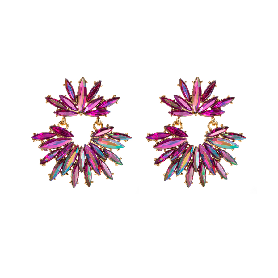 1 Pair Luxurious Geometric Inlay Alloy Rhinestones Gold Plated Drop Earrings display picture 5