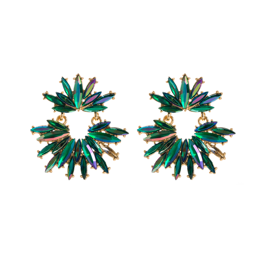 1 Pair Luxurious Geometric Inlay Alloy Rhinestones Gold Plated Drop Earrings display picture 6