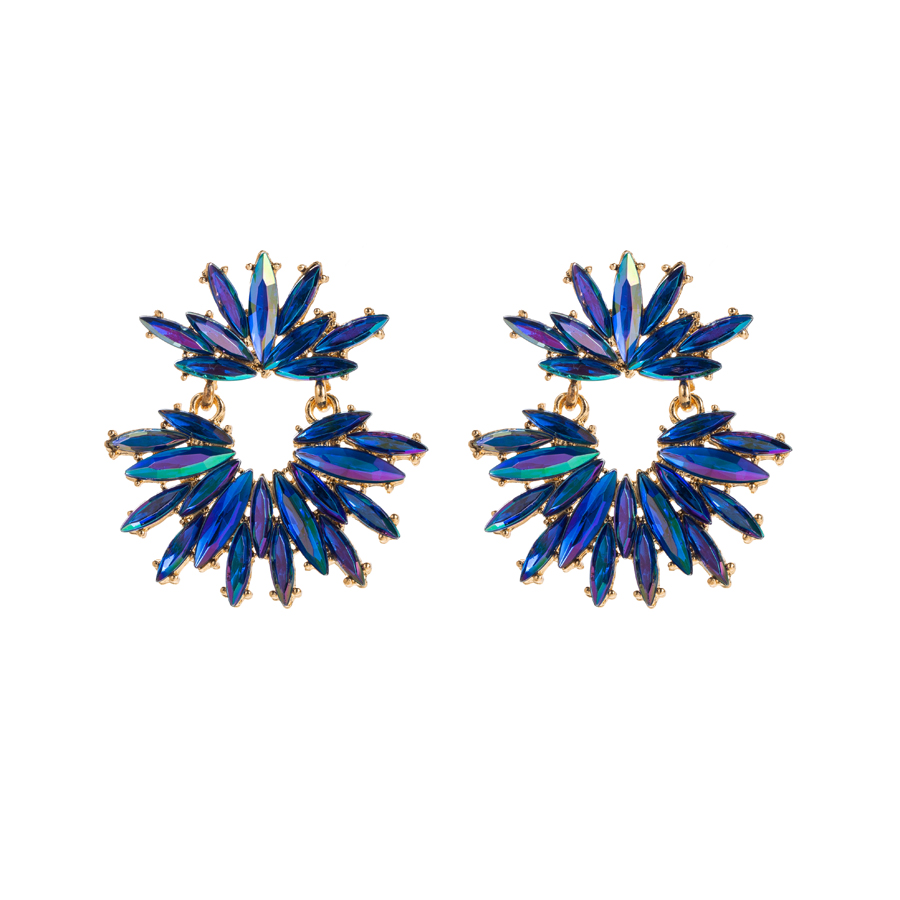 1 Pair Luxurious Geometric Inlay Alloy Rhinestones Gold Plated Drop Earrings display picture 7