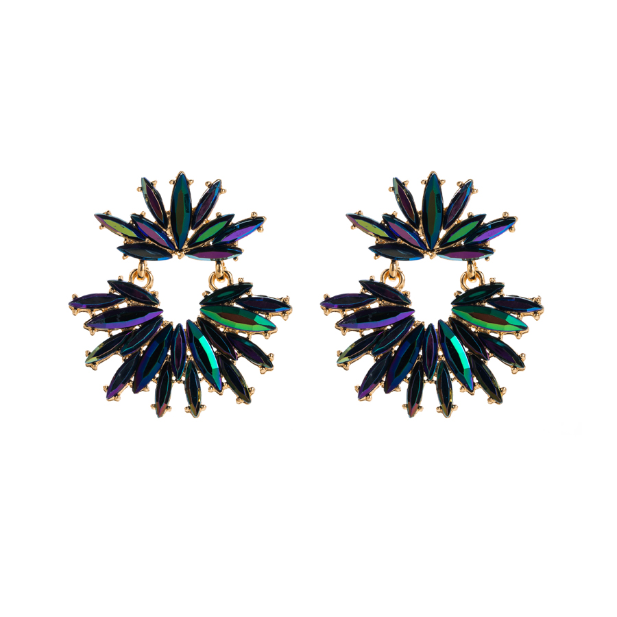 1 Pair Luxurious Geometric Inlay Alloy Rhinestones Gold Plated Drop Earrings display picture 8