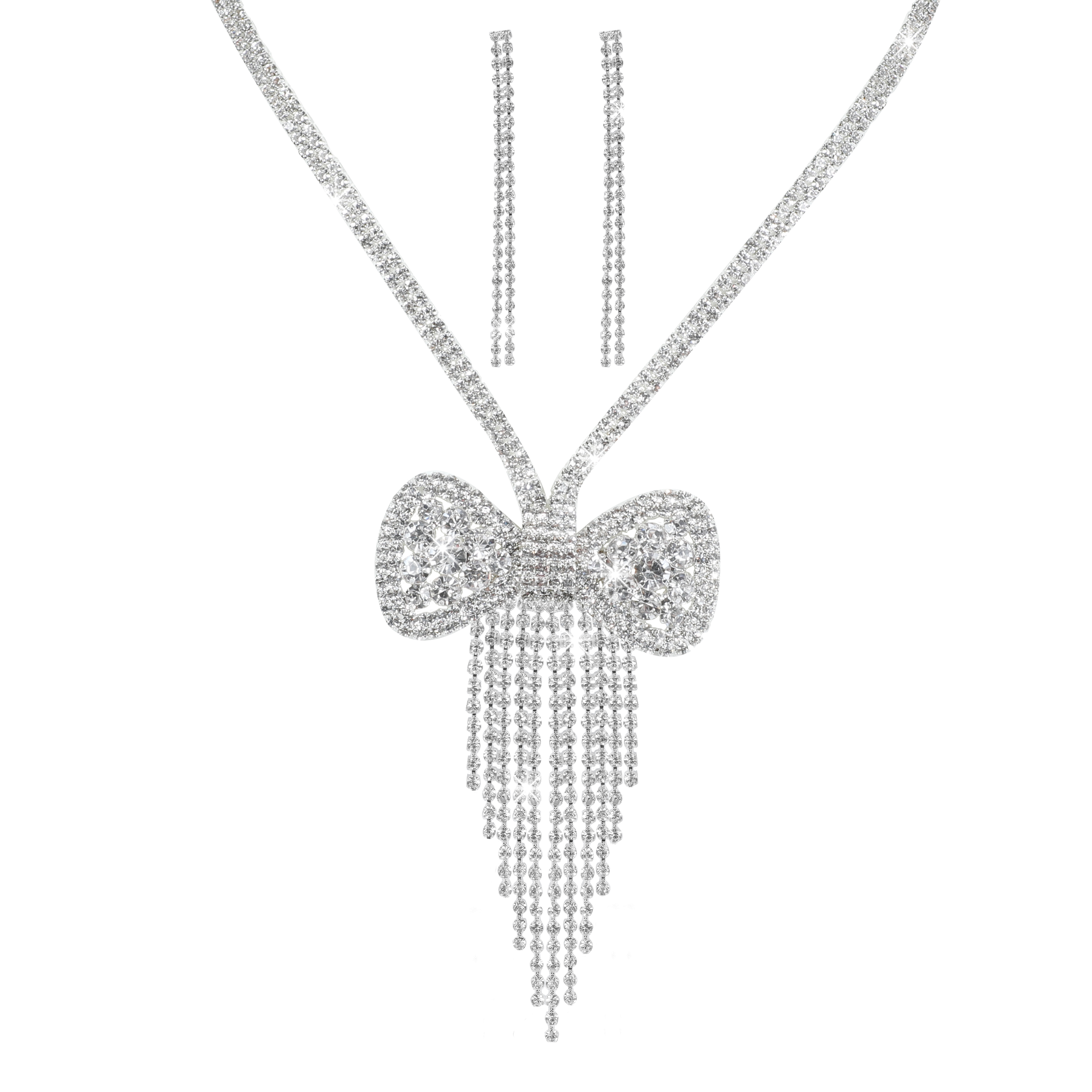Luxurious Geometric Metal Inlay Rhinestones Women's Earrings Necklace display picture 8