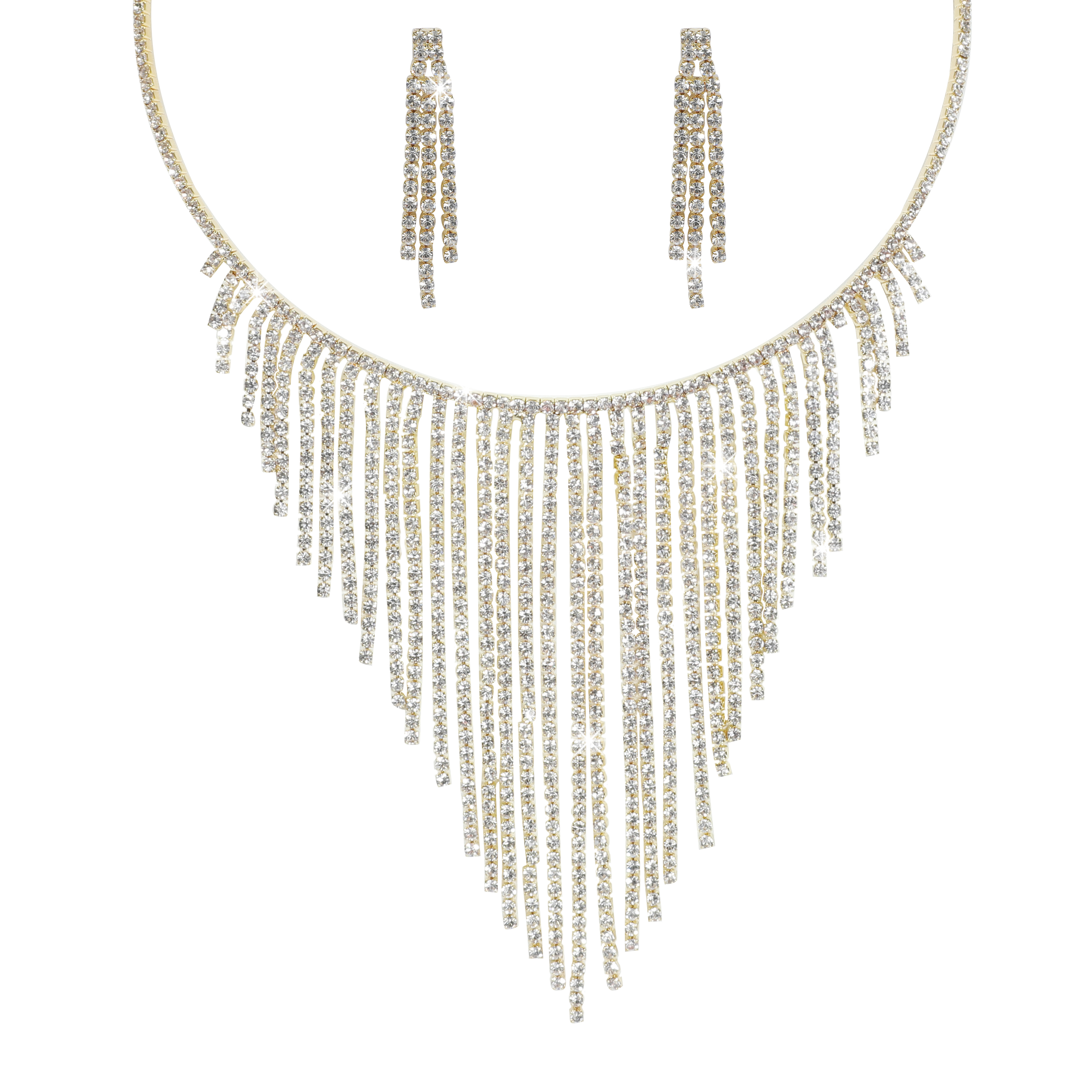 Luxurious Tassel Metal Inlay Rhinestones Women's Earrings Necklace display picture 5