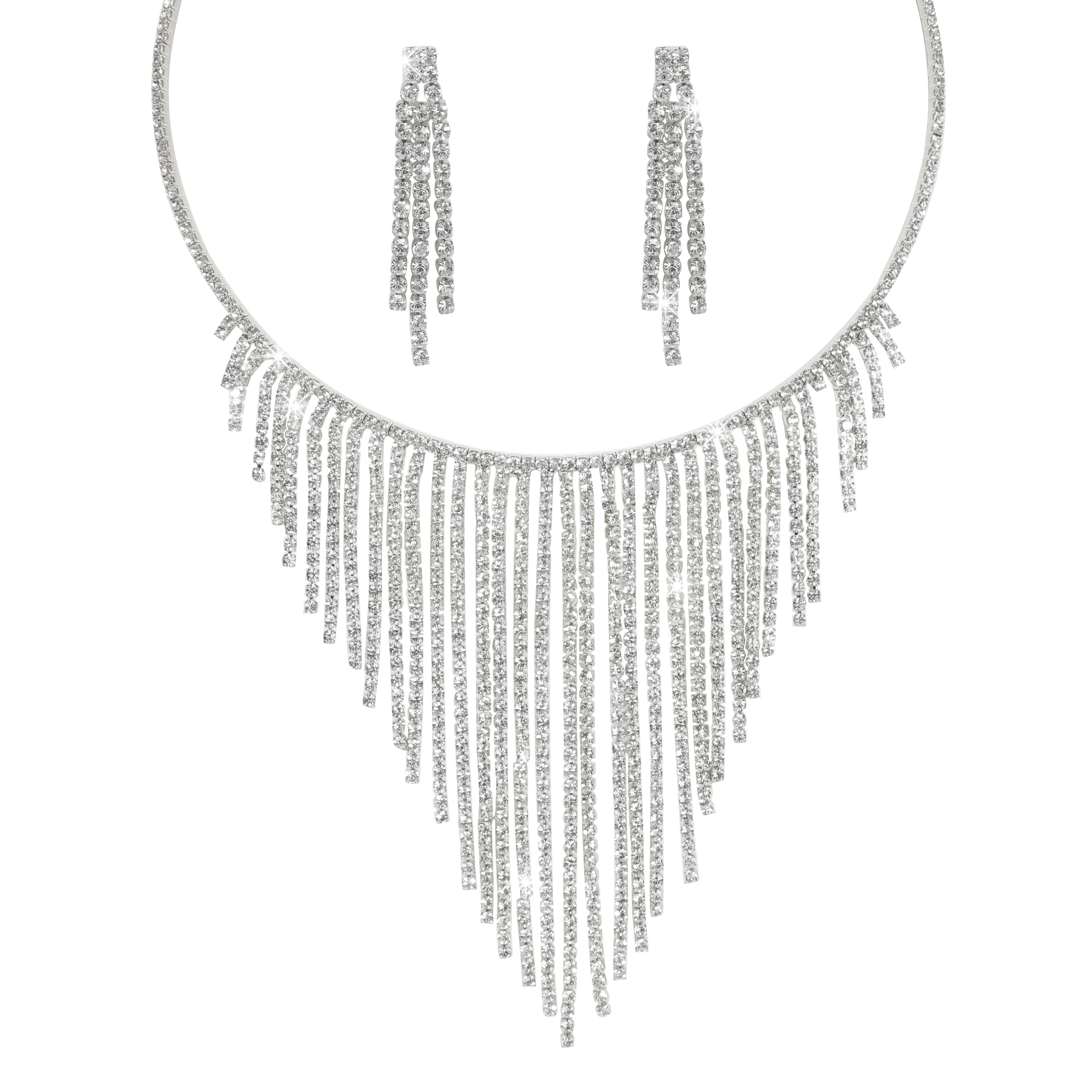 Luxurious Tassel Metal Inlay Rhinestones Women's Earrings Necklace display picture 10