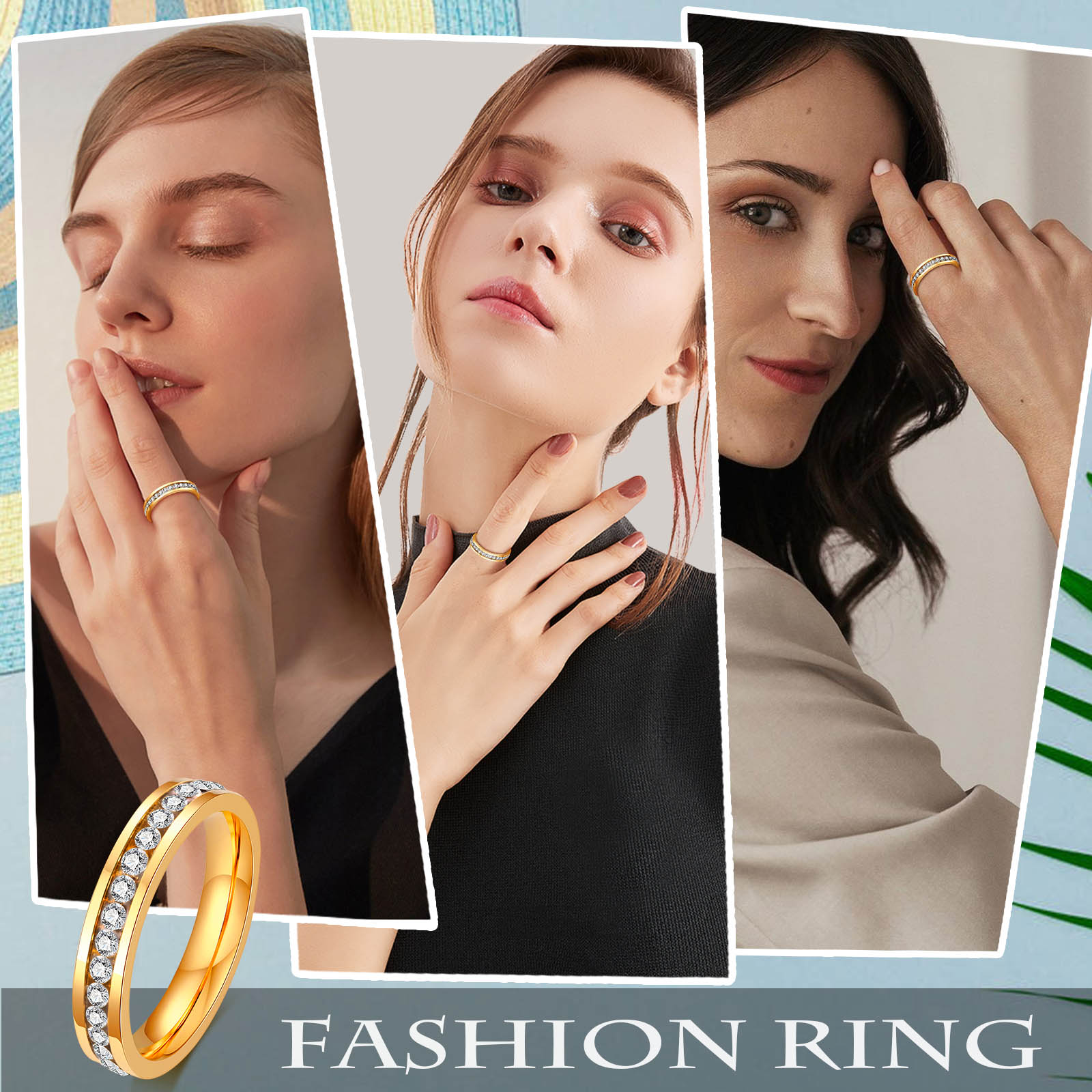 304 Stainless Steel 18K Gold Plated IG Style Simple Style Plating Inlay Solid Color Zircon Rings display picture 10