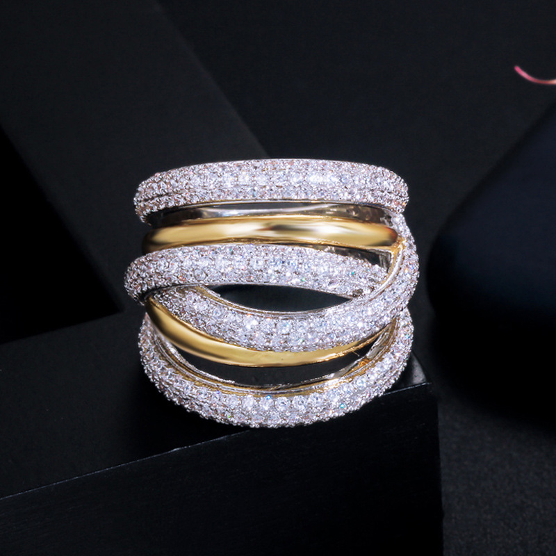 Luxurious Simple Style Solid Color Copper Gold Plated Rhodium Plated Zircon Rings In Bulk display picture 1