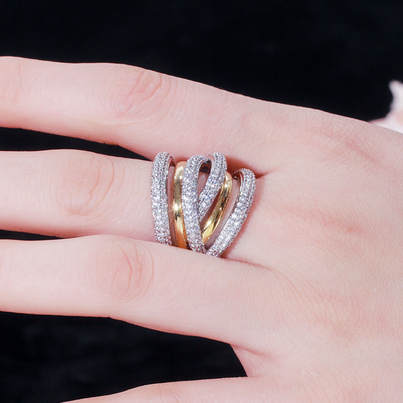 Luxurious Simple Style Solid Color Copper Gold Plated Rhodium Plated Zircon Rings In Bulk display picture 6