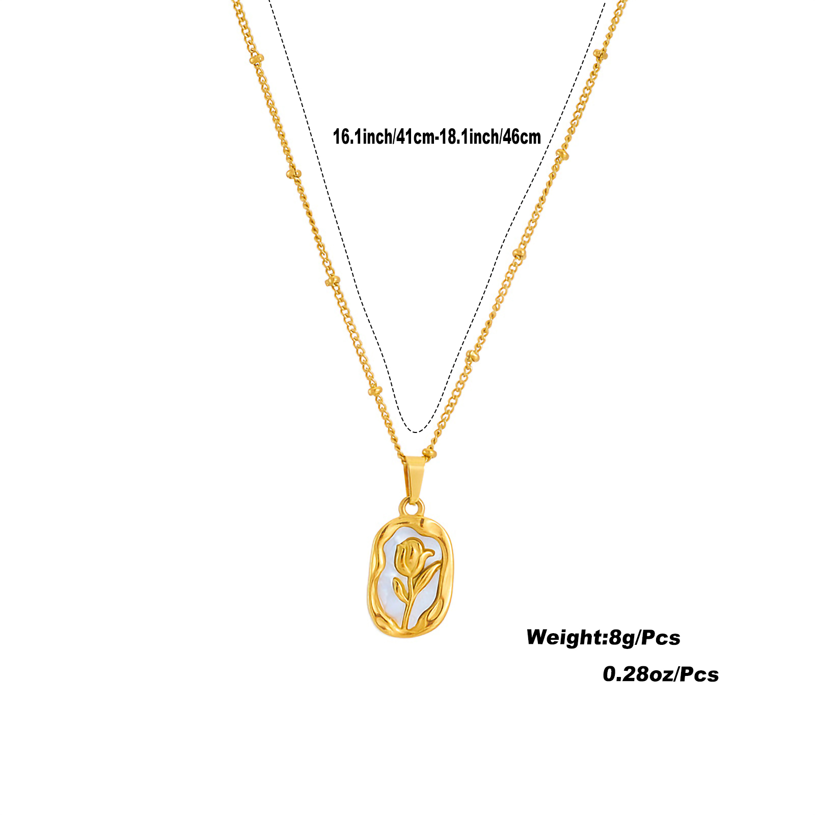 Wholesale Romantic Rose Stainless Steel 18k Gold Plated Shell Pendant Necklace display picture 1