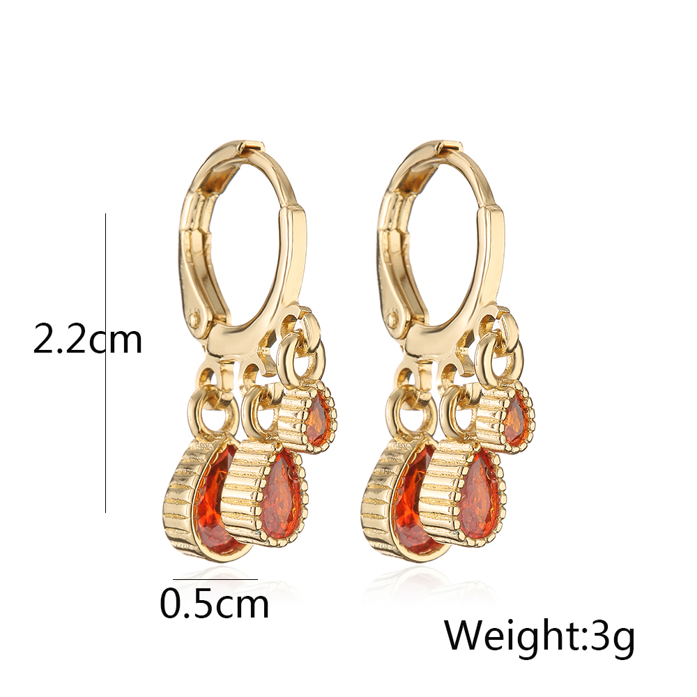 1 Pair Elegant Water Droplets Copper Inlay Zircon 18k Gold Plated Drop Earrings display picture 1