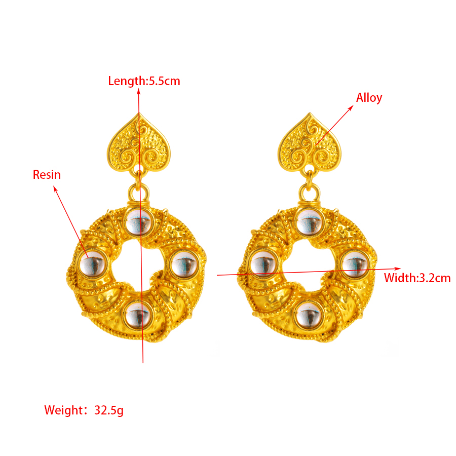 Wholesale Jewelry 1 Pair Vintage Style Geometric Alloy Resin Gold Plated Drop Earrings display picture 1