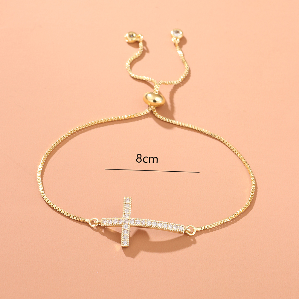 Casual Cruzar Aleación Embutido Circón Mujeres Pulsera display picture 1