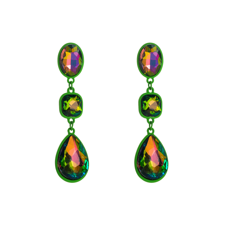 Bijoux En Gros 1 Paire Brillant Carré Ovale Les Gouttelettes D'eau Alliage Strass Boucles D'oreilles display picture 9