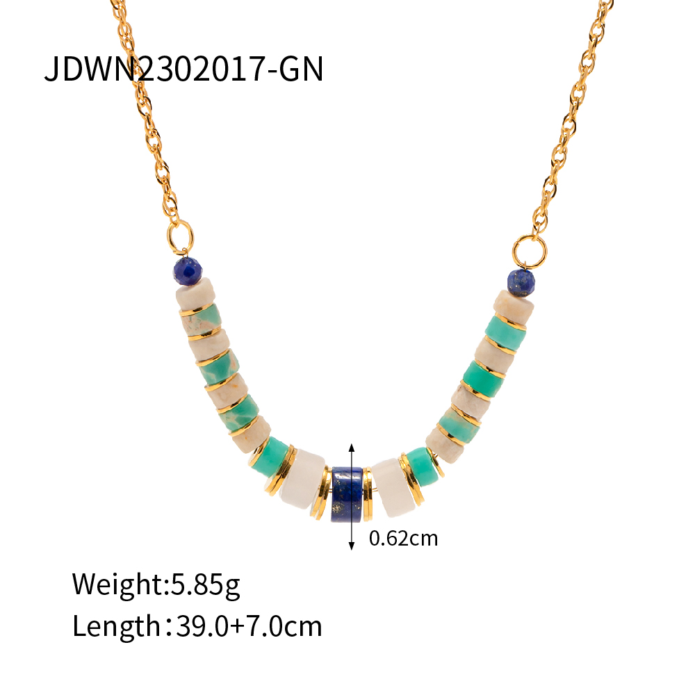 Ethnic Style Geometric Stainless Steel Lapis Lazuli 18k Gold Plated Wholesale Necklace display picture 1