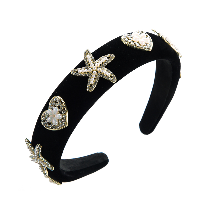 Vintage Style Starfish Heart Shape Cloth Inlay Artificial Pearls Rhinestones Hair Band display picture 6