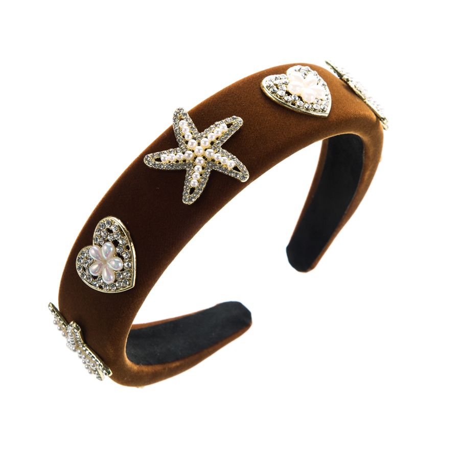 Vintage Style Starfish Heart Shape Cloth Inlay Artificial Pearls Rhinestones Hair Band display picture 4