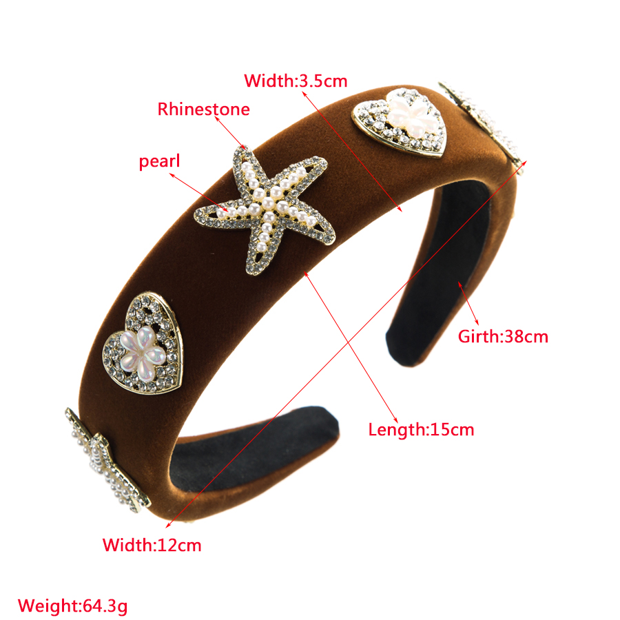 Vintage Style Starfish Heart Shape Cloth Inlay Artificial Pearls Rhinestones Hair Band display picture 1