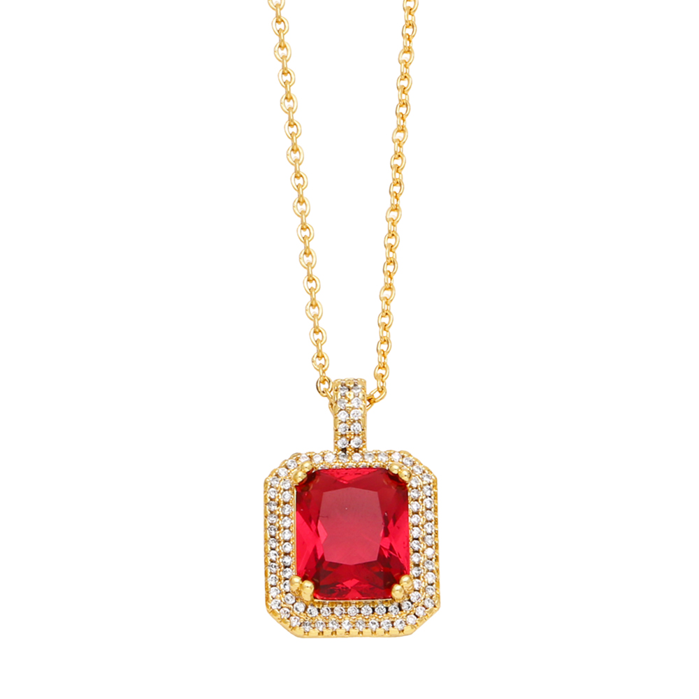 Ins Style Square Copper Plating Inlay Zircon 18k Gold Plated Pendant Necklace display picture 5