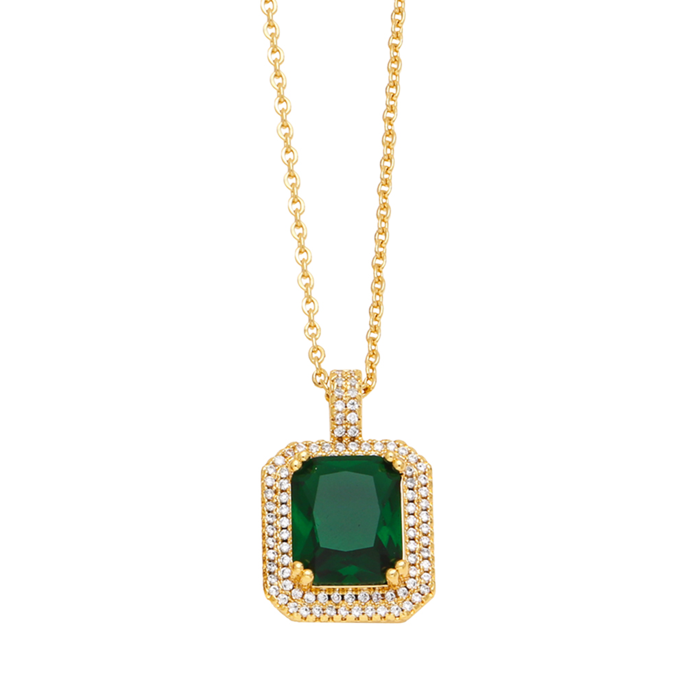Ins Style Square Copper Plating Inlay Zircon 18k Gold Plated Pendant Necklace display picture 6