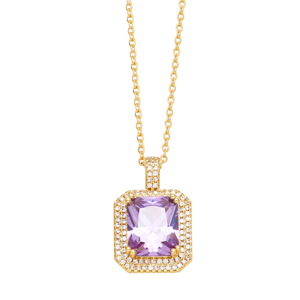 Ins Style Square Copper Plating Inlay Zircon 18k Gold Plated Pendant Necklace display picture 8