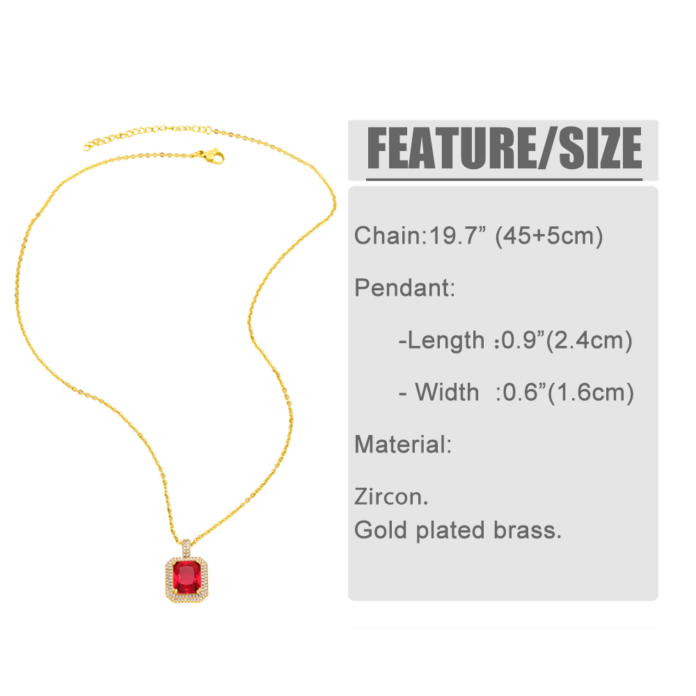 Ins Style Square Copper Plating Inlay Zircon 18k Gold Plated Pendant Necklace display picture 1
