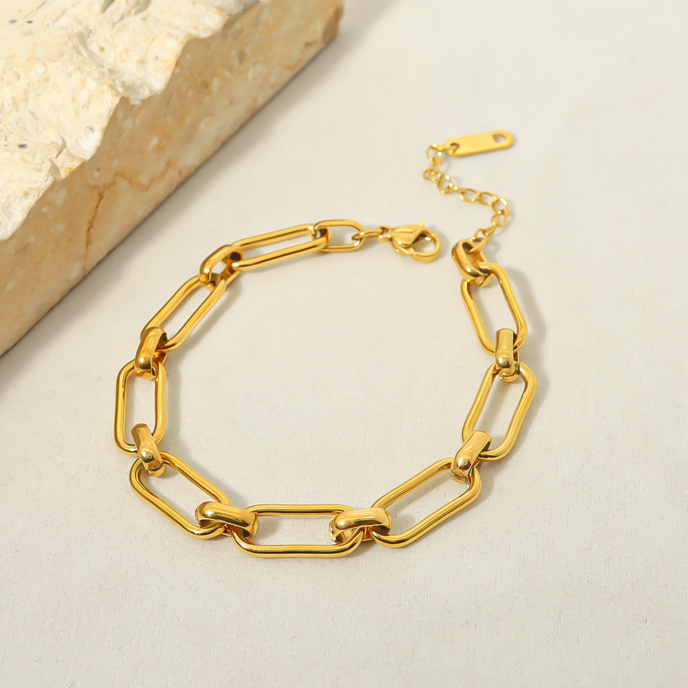 Simple Style Geometric Titanium Steel Plating 18k Gold Plated Bracelets display picture 1