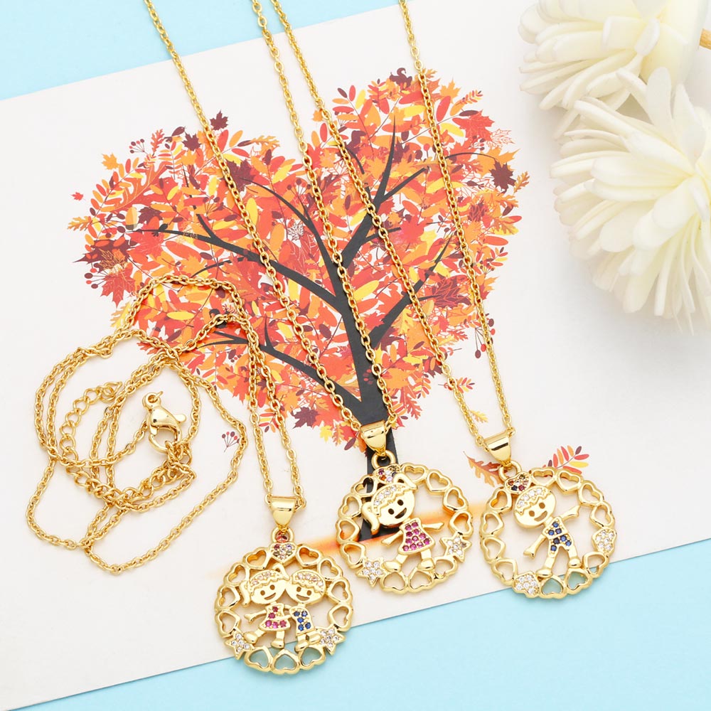 Ins Style Cartoon Character Heart Shape Copper Plating Inlay Zircon 18k Gold Plated Pendant Necklace display picture 7