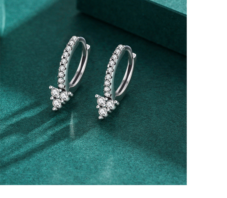 1 Pair Classic Style Solid Color Sterling Silver Plating Inlay Zircon Silver Plated Earrings display picture 2