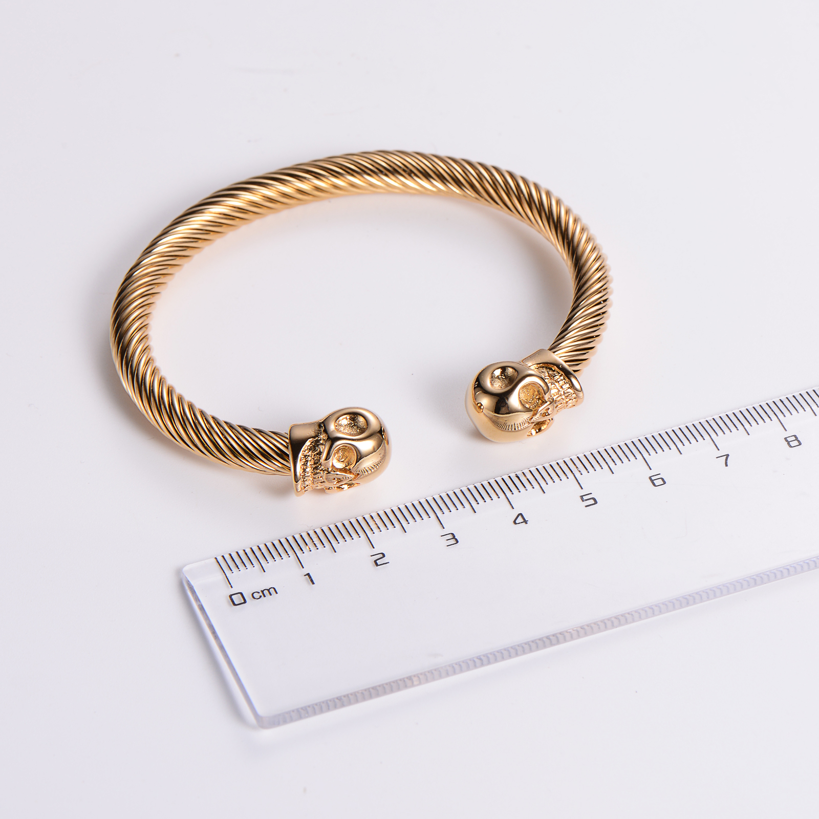 304 Stainless Steel 18K Gold Plated Hip-Hop Plating Wolf Skull Dragon No Inlaid Bangle display picture 3