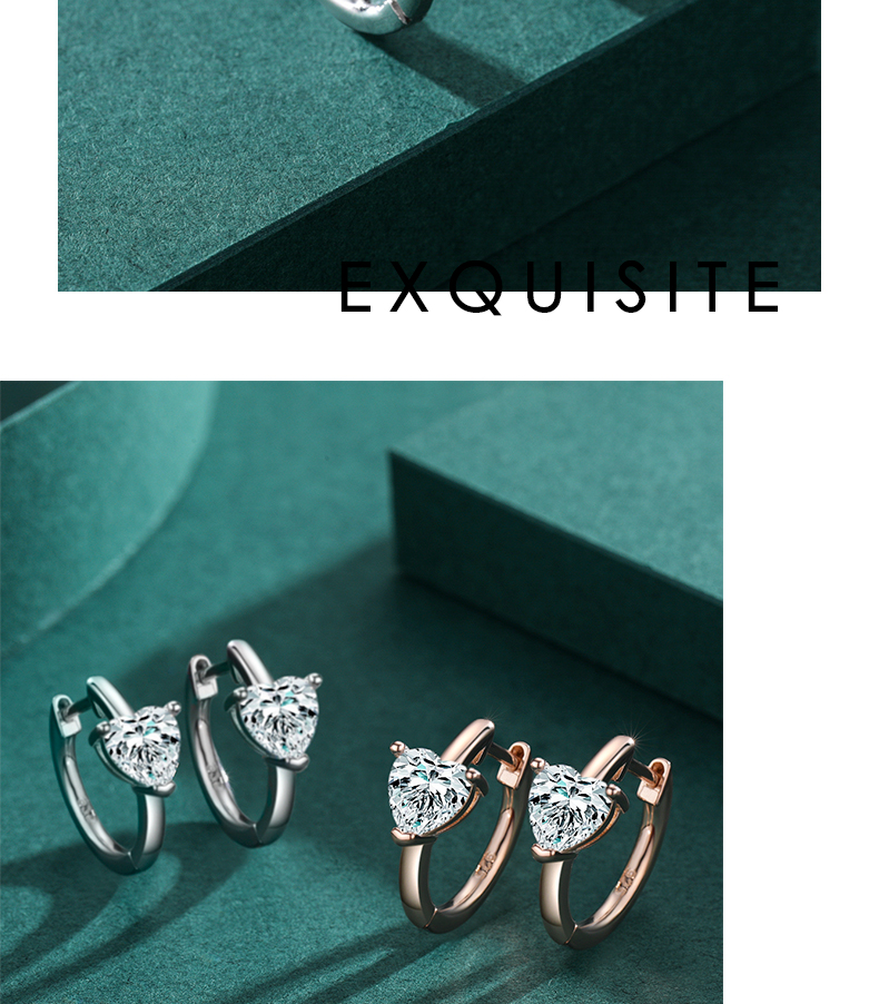 1 Pair Simple Style Heart Shape Sterling Silver Plating Inlay Zircon Rose Gold Plated Rhodium Plated Earrings display picture 3