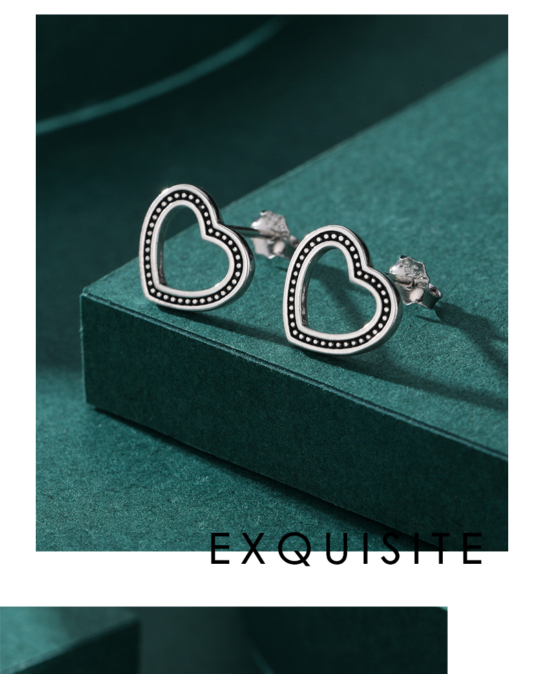 1 Paire Style Simple Forme De Cœur Argent Sterling Placage Tridimensionnel Plaqué Argent Boucles D'oreilles display picture 4