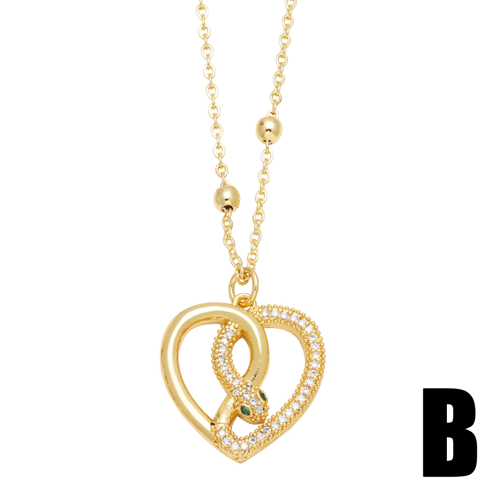 Hip-hop Snake Copper Plating Inlay Zircon 18k Gold Plated Pendant Necklace display picture 5