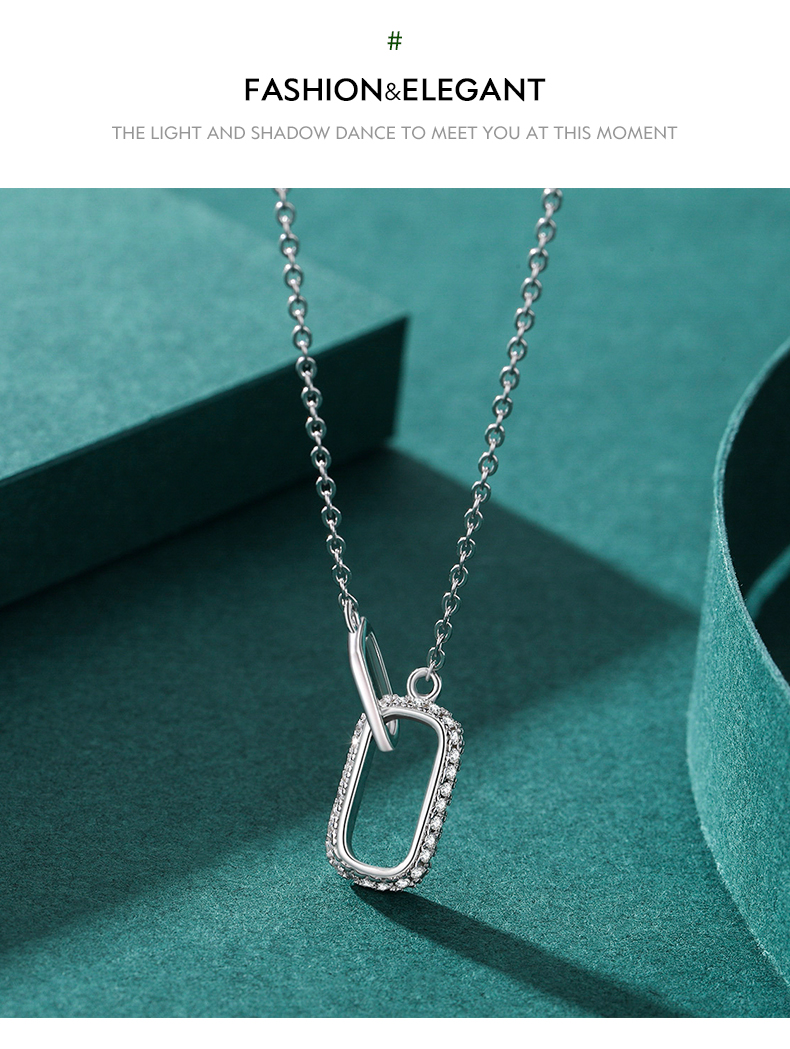 Simple Style Lock Sterling Silver Plating Inlay Zircon Rhodium Plated Necklace display picture 4