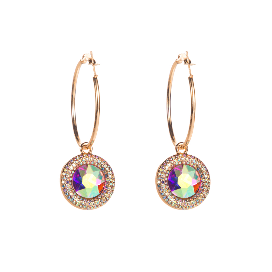 1 Pair Elegant Round Plating Inlay Alloy Rhinestones Glass Drill Gold Plated Drop Earrings display picture 7