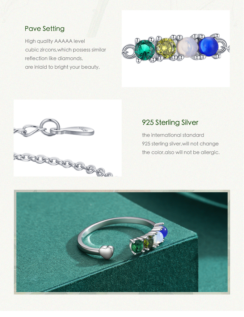 Elegante Runde Herzform Sterling Silber Inlay Kristall Zirkon Rhodium Überzug Damen Ringe Armbänder display picture 7