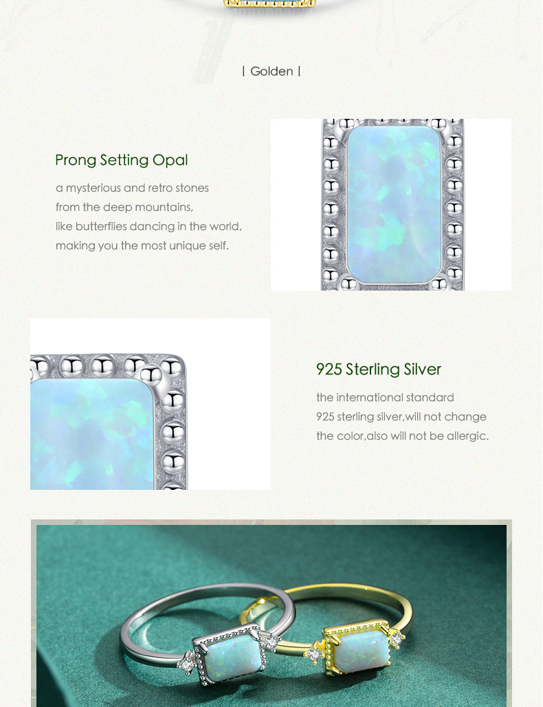 Elegant Rectangle Sterling Silver Inlay Opal Zircon Rhodium Plated Women's Rings Earrings display picture 7