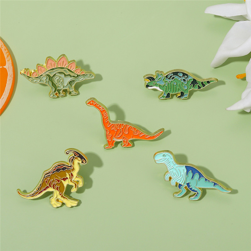 Cartoon Style Dinosaur Alloy Stoving Varnish Unisex Brooches display picture 4